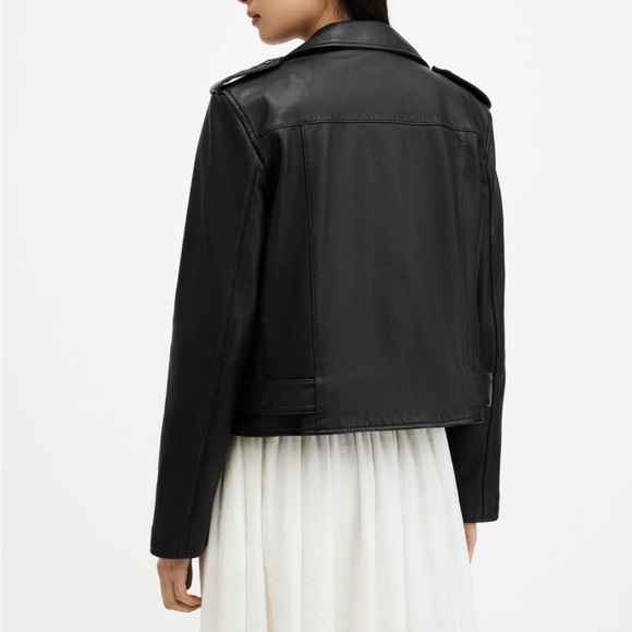 ALL SAINTS - Balfern Belted Hem Leather Biker Jacket - Picture 5 of 7